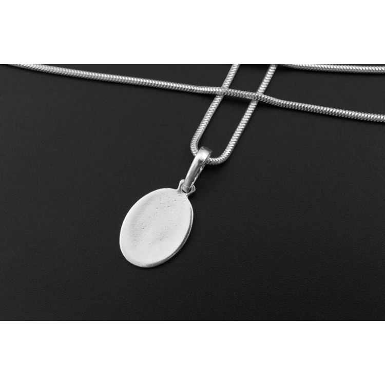 Silver medallion with chain - Guardian Angel with any engraving - SRB047