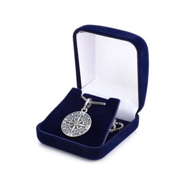 Silver compass necklace (925 sample) - wind rose - with any engraving - SRB045