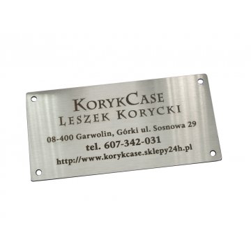 Steel product label - size 80x40x1mm