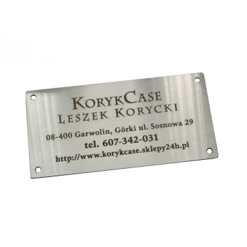 Steel product label - size 80x40x1mm