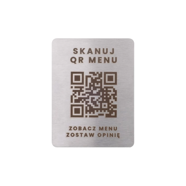 Steel menu with QR code - laser engraving - size 45x60mm - MEN031