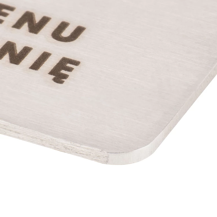 Steel menu with QR code - laser engraving - size 45x60mm - MEN031