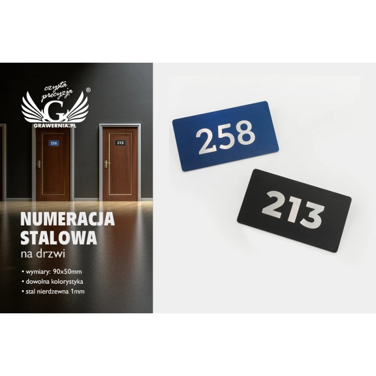 Steel door number with UV print - 90x50mm - ND018