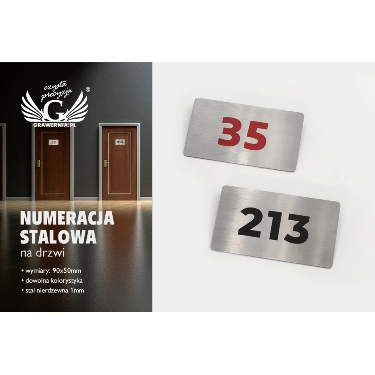 Steel door number with UV print - 90x50mm - ND019
