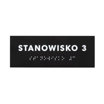 Workstation - Braille script plaque - matte black acrylic - dimensions 160x60mm - DARK - TAB388