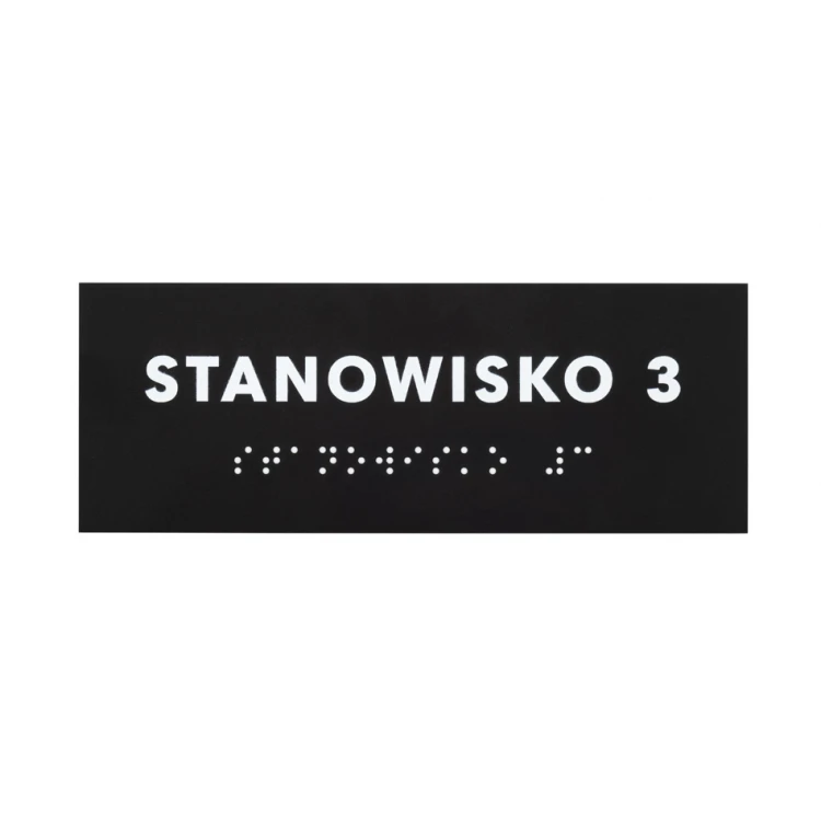 Workstation - Braille script plaque - matte black acrylic - dimensions 160x60mm - DARK - TAB388