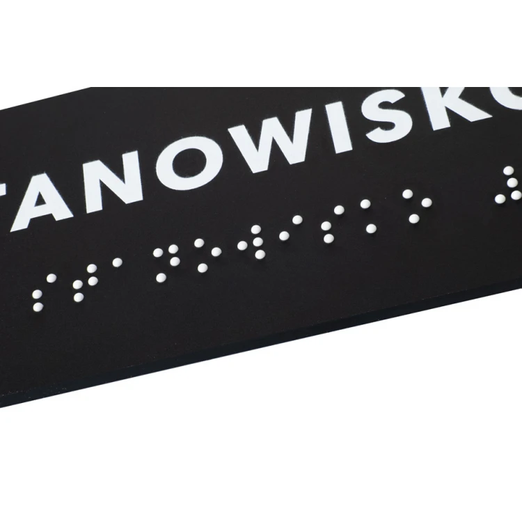 Workstation - Braille script plaque - matte black acrylic - dimensions 160x60mm - DARK - TAB388