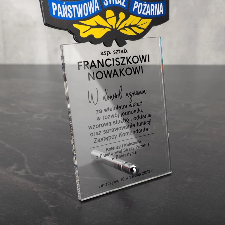 Acrylic Firefighter Trophy for PSP - height 215mm - DTA089