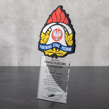 Acrylic Firefighter Trophy for PSP - height 215mm - DTA089