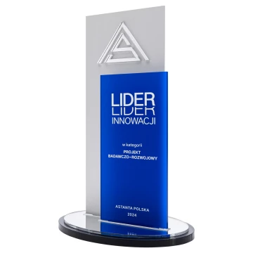 UV-printed acrylic statuette with raised logo - innovation leader - height 24.8 cm - DTA161