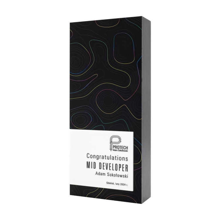 Business statuette with UV print - aluminium and selective varnish - height 23 cm - DTA135