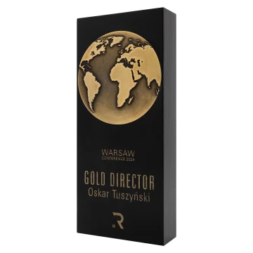 Golden World business statuette - wood and brass - H 23 cm - DTA167