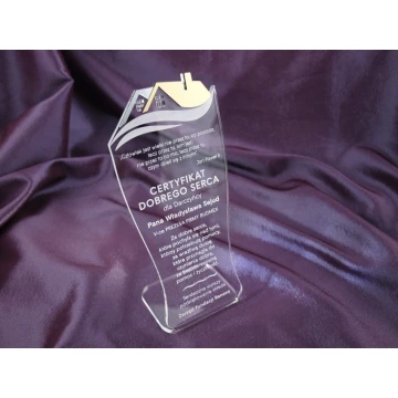 STATUETKA DOMY - certificate - model DTA12 - height 20 cm' product name in English would be 'DOMY STATUETTE - certificate - model DTA12 - height 7.87 inches'.
