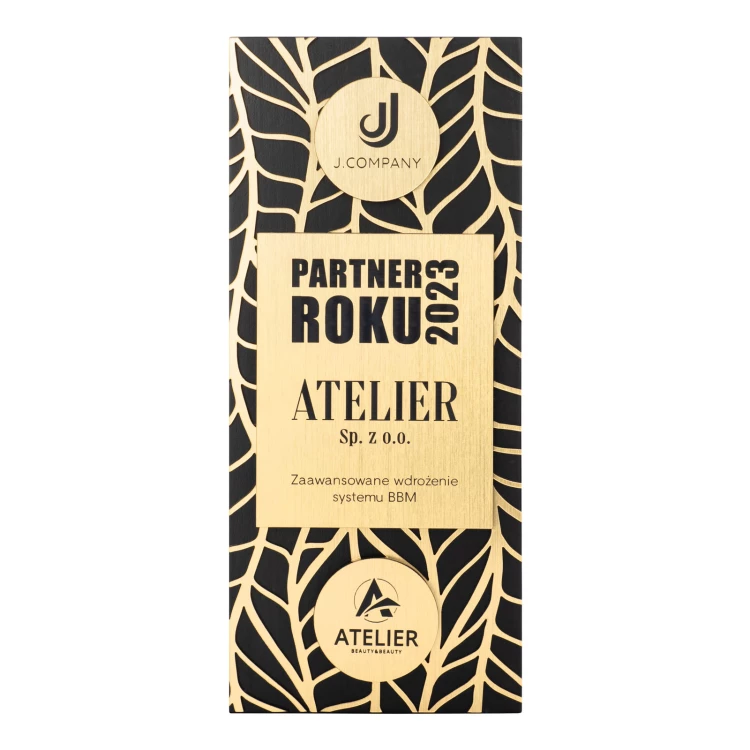 Wooden statuette with logo for partner company - partner of the year - height 23cm - DTA113
