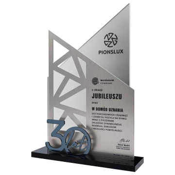 Anniversary statuette with company logo - 30th anniversary gift - height 30 cm - DTA171