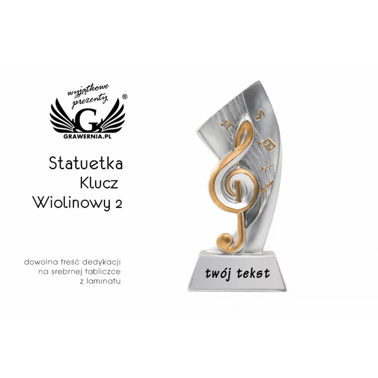 Treble Clef Statuette 2 - attractive cast figurine - height 17.5 cm - FOL050
