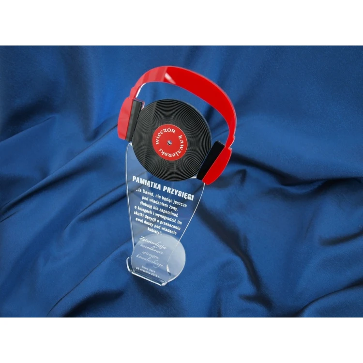 Bachelor Party Souvenir - Headphones and DJ's Black Record - DTA15 Model - Height 25 cm