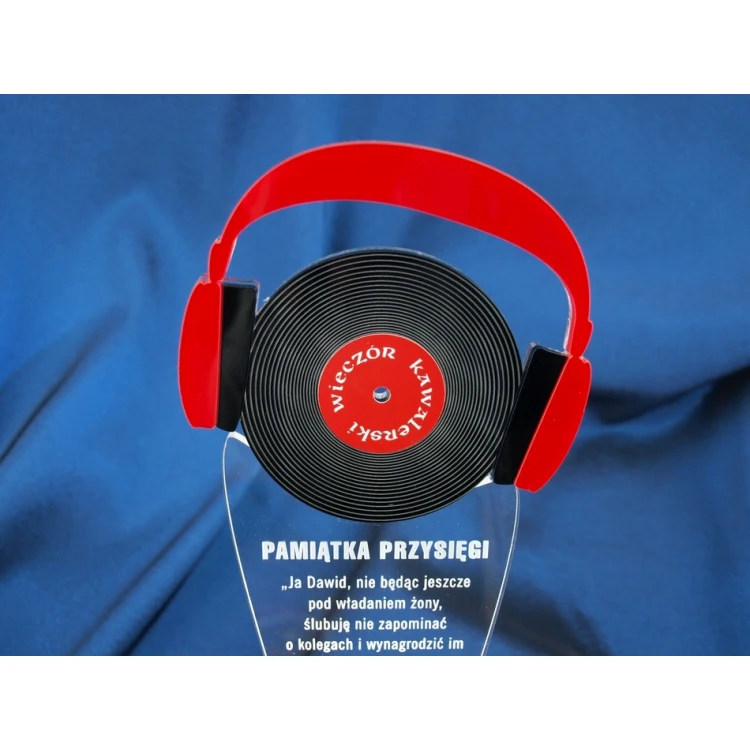 Bachelor Party Souvenir - Headphones and DJ's Black Record - DTA15 Model - Height 25 cm