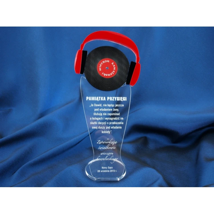 Bachelor Party Souvenir - Headphones and DJ's Black Record - DTA15 Model - Height 25 cm
