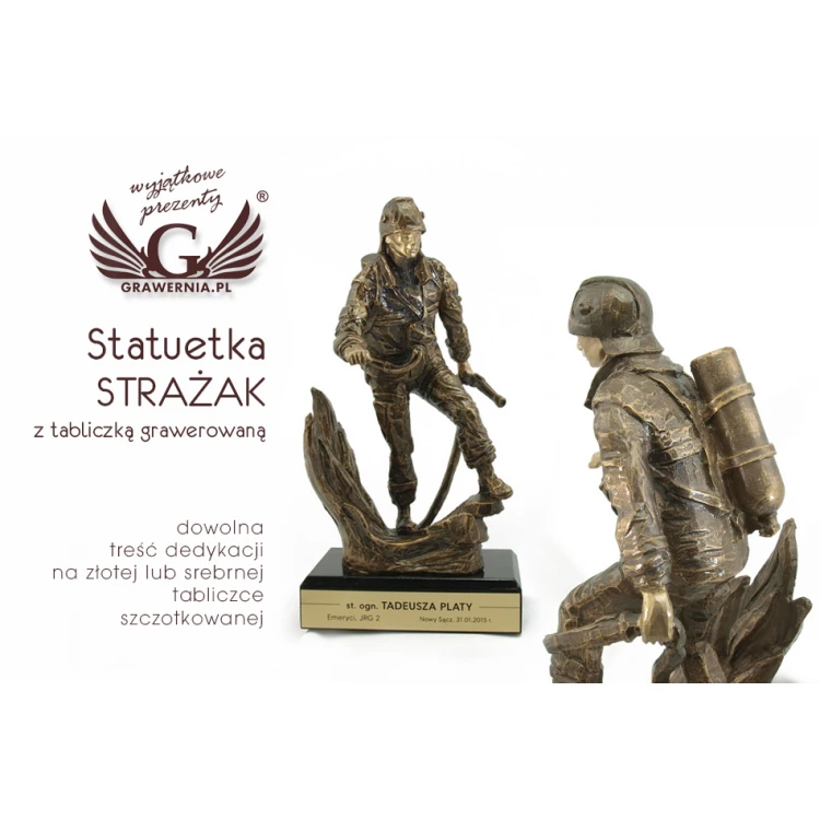 Firefighter Statuette - Attractive Cast Figurine - Height 25 cm
