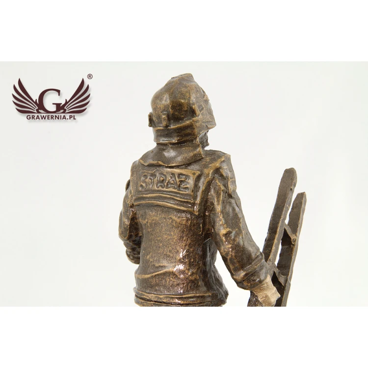 Firefighter with Ladder Statue - Attractive Cast Figurine - Height 19 cm