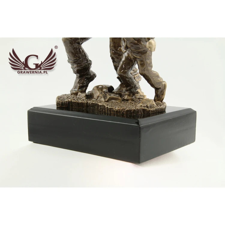 Firefighter with Child Statuette - Attractive Cast Figurine - Height 19.5 cm
