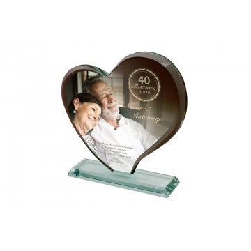 Glass Figurine with Photo in Case - HEART 4 - Wedding Anniversary - TSZ080