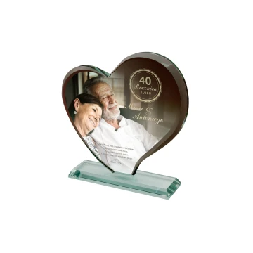 Glass Figurine with Photo in Case - HEART 4 - Wedding Anniversary - TSZ080