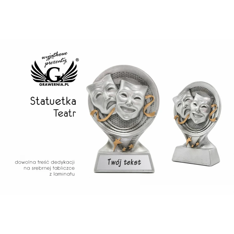 Theatre Silver Statuette - attractive cast figurine - height 14cm - FOL042