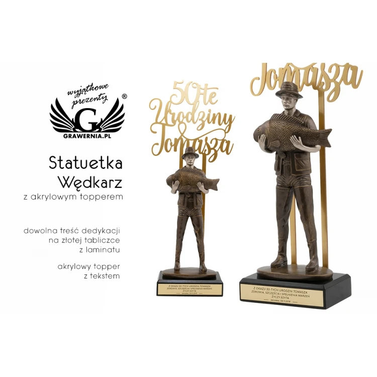 Fisherman Statuette - attractive figurine cast with acrylic inscription - height 42.8cm - FOL051