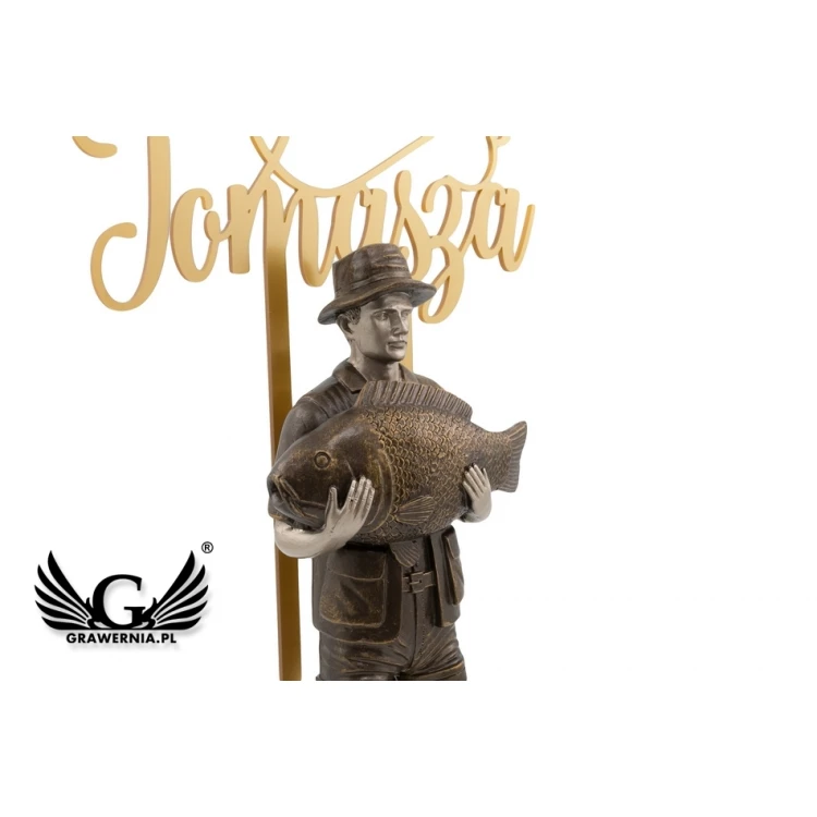 Fisherman Statuette - attractive figurine cast with acrylic inscription - height 42.8cm - FOL051