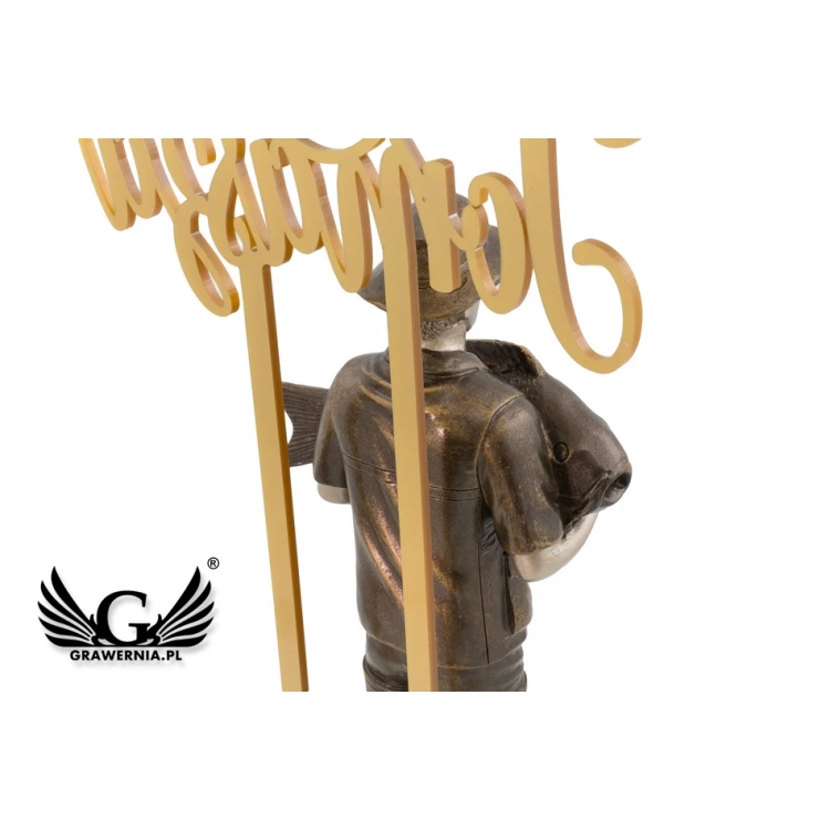 Fisherman Statuette - attractive figurine cast with acrylic inscription - height 42.8cm - FOL051