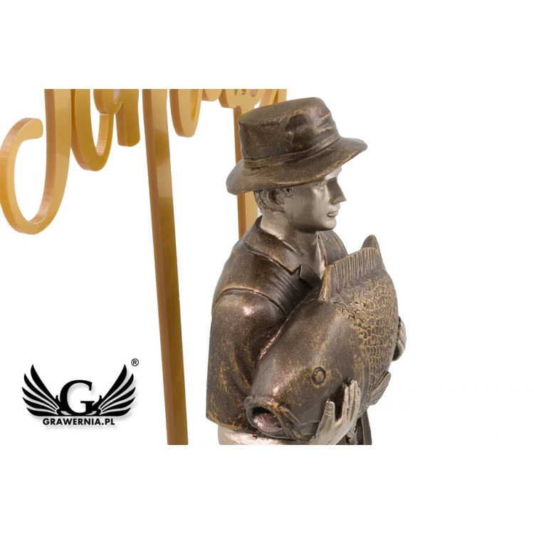 Fisherman Statuette - attractive figurine cast with acrylic inscription - height 42.8cm - FOL051