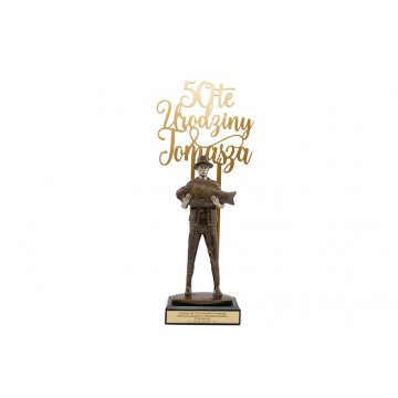Fisherman Statuette - attractive figurine cast with acrylic inscription - height 42.8cm - FOL051