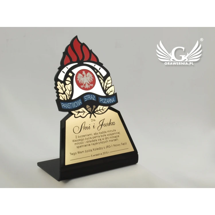 Statue with the State Fire Service badge - model DTA24 - height 16 cm