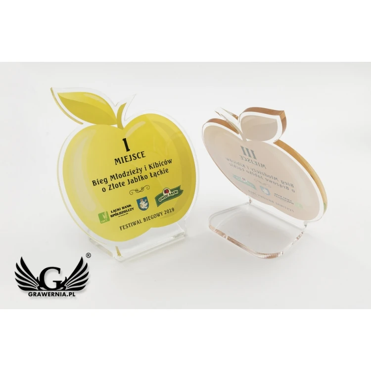 Plexi Statuette - Apple - UV print with any text - model DTA60 - height 12cm