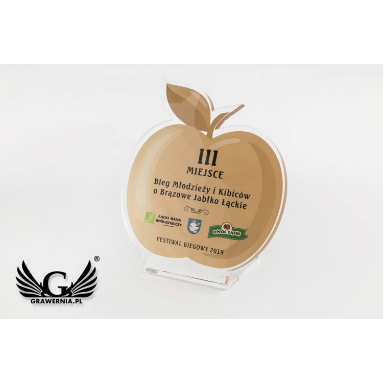 Plexi Statuette - Apple - UV print with any text - model DTA60 - height 12cm