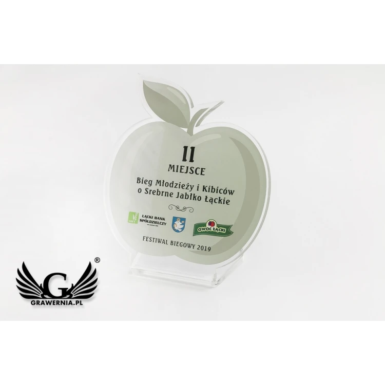 Plexi Statuette - Apple - UV print with any text - model DTA60 - height 12cm