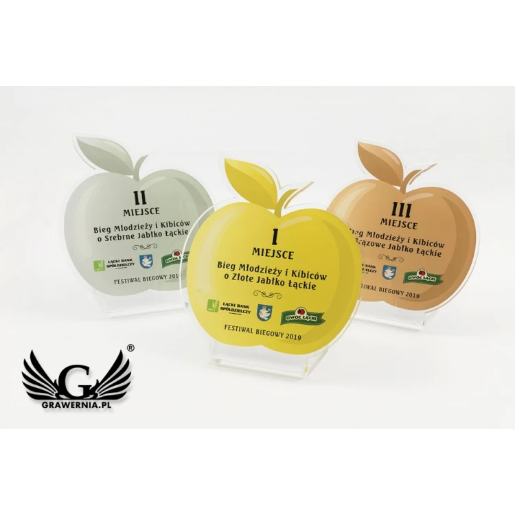Plexi Statuette - Apple - UV print with any text - model DTA60 - height 12cm