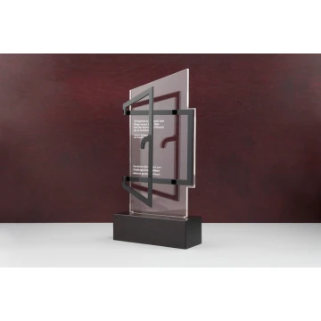 Plexiglass Statuette on Wooden Pedestal - Open - Model DTA58 - Height 25cm