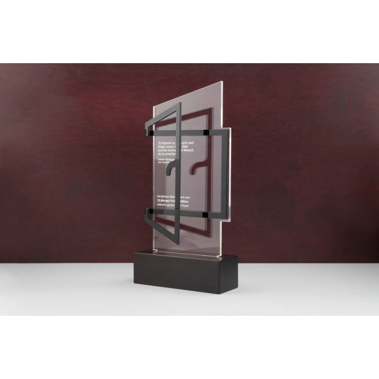 Plexiglass Statuette on Wooden Pedestal - Open - Model DTA58 - Height 25cm
