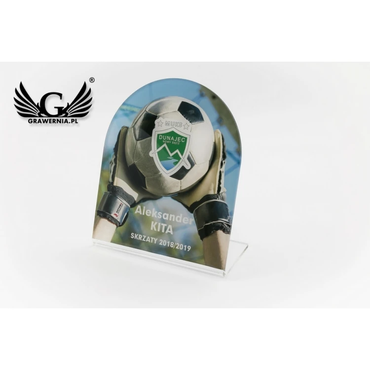 Plexi Statuette - Football - UV print with any graphics - model DTA59 - height 14cm