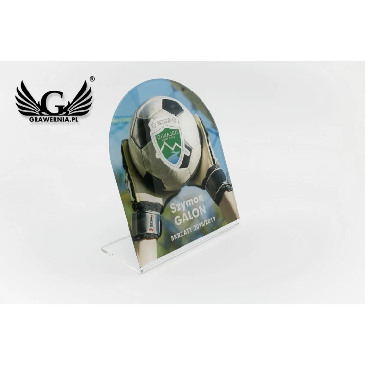 Plexi Statuette - Football - UV print with any graphics - model DTA59 - height 14cm