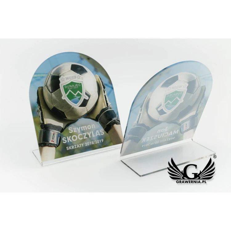 Plexi Statuette - Football - UV print with any graphics - model DTA59 - height 14cm
