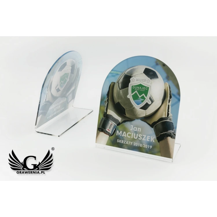 Plexi Statuette - Football - UV print with any graphics - model DTA59 - height 14cm