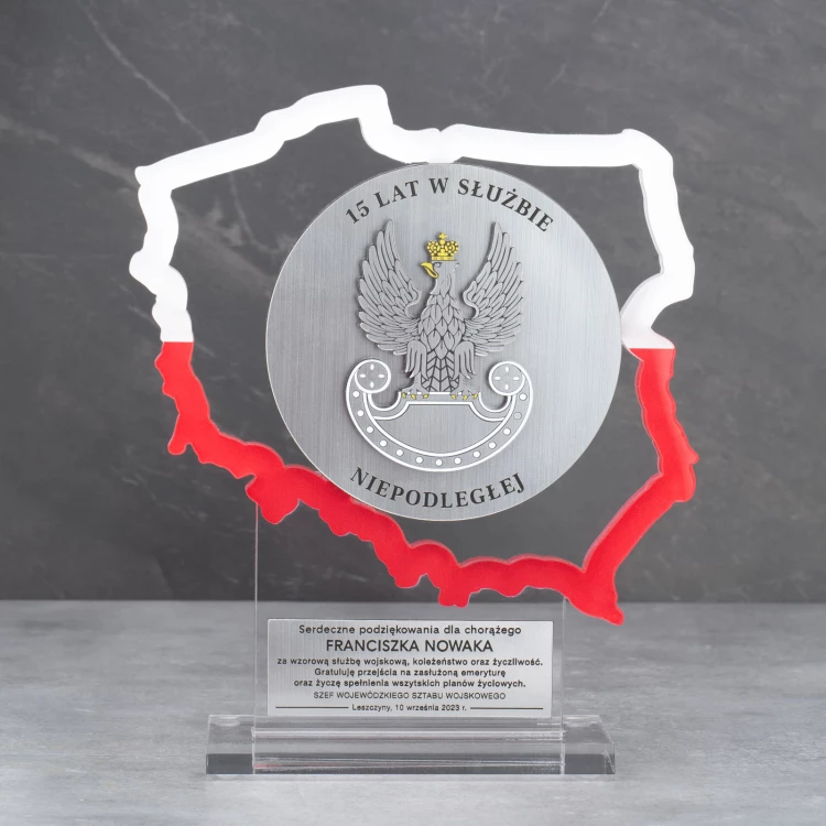 Polish Statue from Transparent Plexi - Military Service Appreciation - DTA093 - height 21cm