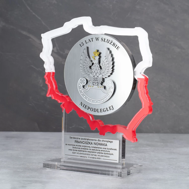 Polish Statue from Transparent Plexi - Military Service Appreciation - DTA093 - height 21cm