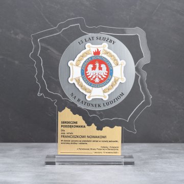 Polish Statue from Transparent Plexi - Thank You for Service in Volunteer Fire Department - DTA094 - height 21cm
