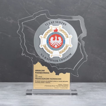 Polish Statue from Transparent Plexi - Thank You for Service in Volunteer Fire Department - DTA094 - height 21cm