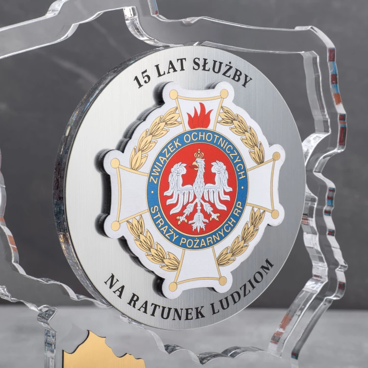Polish Statue from Transparent Plexi - Thank You for Service in Volunteer Fire Department - DTA094 - height 21cm